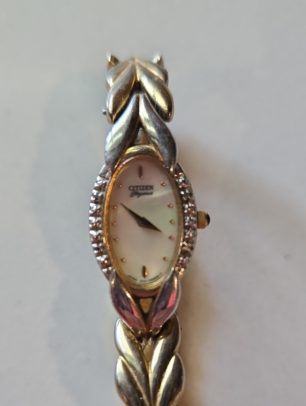 Citizen Gold Tone Oval Crystal Accent Ladies Watch